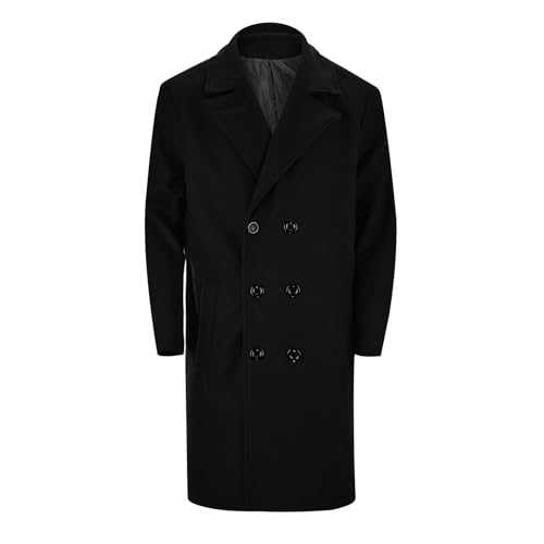 Mens Trench Coat Solid Color Lapel Pocket Slim Double Breasted Windbreaker Mens Fashion Business Jacket Autumn Winter Overcoat