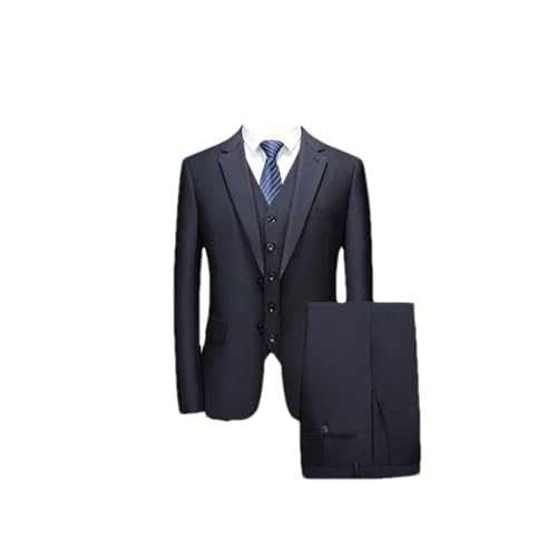 Men's Formal Business Suit Set – Solid Color 3-Piece Set Jacket Vest Pants Groom Wedding Party Suits
