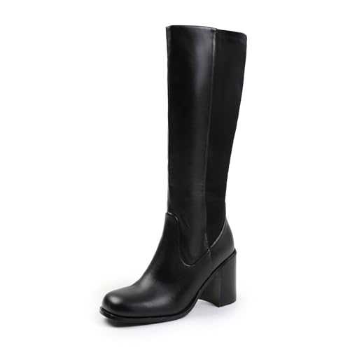Fashion Thirsty Ladies Womens New Flat Low Heel Pull On High Over The Knee Stretch Fur Zip Boots Shoes Size