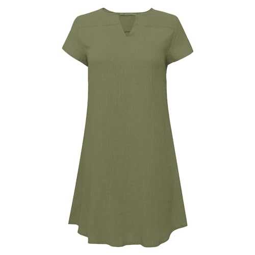 Women's Short Sleeved Solid Color V Neck Long Casual Plus Size Top Women Casual Dress Gingham Dresses for Women UK Women's Jumper Dress Womens Summer Skirts Autumn Wedding Guest Dresses
