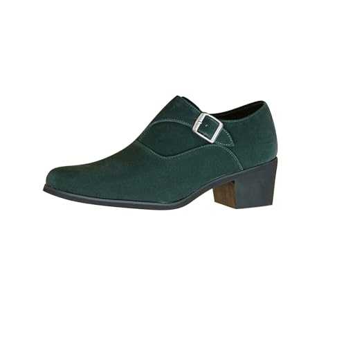 Softy Men's Cuban Heel Oxford Shoes Fashion Slip-On Loafers Formal Dress Footwear Buckle Wide Fit Leather Shoe Lightweight Business Causal Wedding Brogue Comfort Derby Shoes Black Green Brown