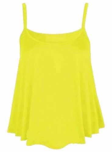 New Womens Plain Swing Vest Sleeveless Strappy Cami Ladies Plus Size Flared Top Womens Summer Wear Beach Top Loungewear Basic Tee Top Plus Size UK 8-30