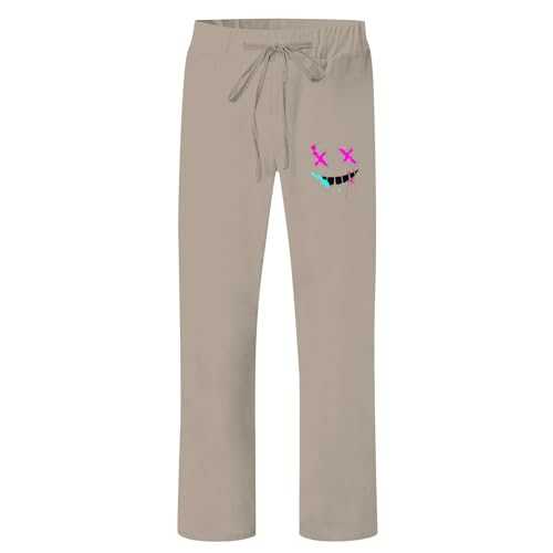 HELLORSOON Men's Cotton Linen Pants,Linen Pants Mens Linen Trousers Drawstring Casual Lightweight Drawstring Yoga Beach Pant Yoga Beach Pant Mens Jogging Bottoms Men Clothes