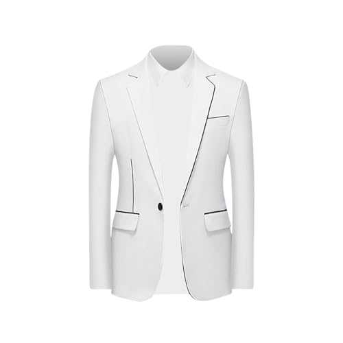 Mens Blazer Adult 2025 Plain Color Slim Fit Tuxedo Jacket One Button Formal Casual Suit Jackets Patchwork Smoking Coat Lightweight Smart Shirt Business Costume Size L-3xl