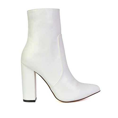 ESSEX GLAM Womens Ankle Boots Ladies Block High Heel Pointed Toe Western Party Shoes Booties Size 3-8