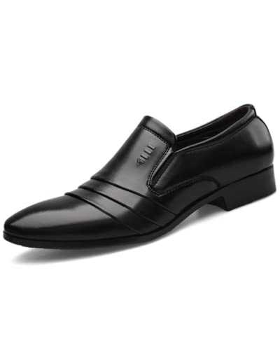 Mens Loafers Office Moccasins Pointed-Toe Oxfords Soft Leather Dress Shoes Flat Driving Loafer Wedding Shoe Formal Shoes Black