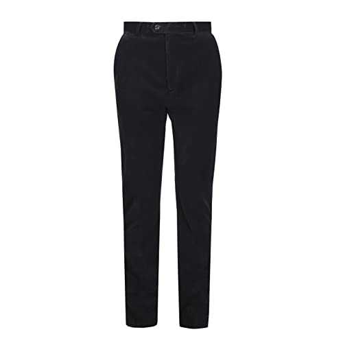 Xposed Mens Corduroy Trousers Smart Tailored Formal Cotton Cord Suit Dress Pants in Black, Navy