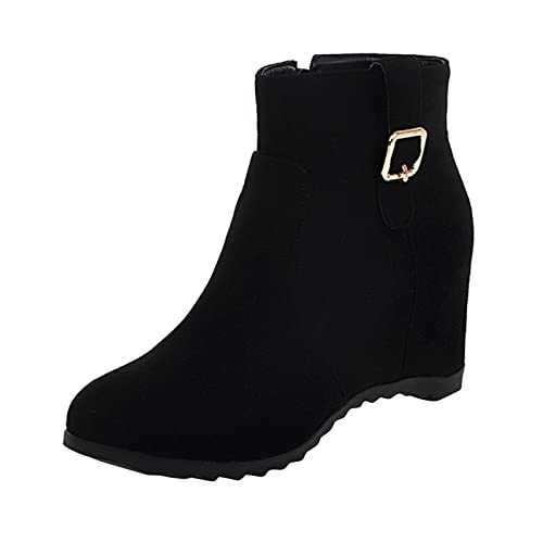 Berimaterry Women's Small Heel Ankle Boots Suede Zip Boots Ankle Boots Winter Shoes Zip Shoes with Kitten Heel