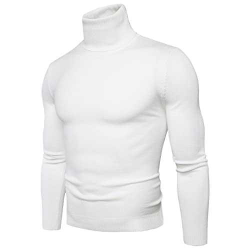 NQyIOS Mens Turtleneck Sweater Casual High Roll Neck Jumper Slim Fit Solid Color Knit Sweaters Warm Turtleneck Pullover Sweatshirt Lightweight Winter Jumpers Classic Knitwear Winterpullover