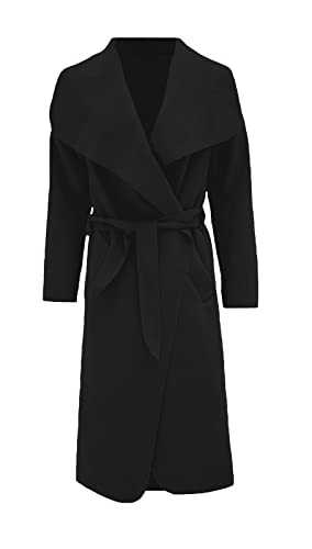 MMK® Women’s Long Waterfall Italian Duster Trench Coats - Ladies Winter Wear Long Sleeve French Belted Oversized Jacket Plus Size 8-22