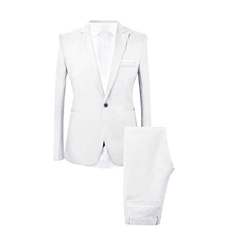 Men's 3 Piece Slim Fit Suit Set, Three Piece Set Solid Business Jacket Blazer Fashion Party Wedding Best Man Single Breasted Suits & Trousers & Shirt Festive Suits Business Tuxedo