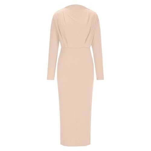 Zeiayuas Elegant Dresses for Women UK Long Sleeve Maxi Bodycon Dress Elegant Bridesmaid Dress Stand Collar Wrap Bodycon Party Evening Cocktail Prom Dresses Solid Color Prom Ball Gowns