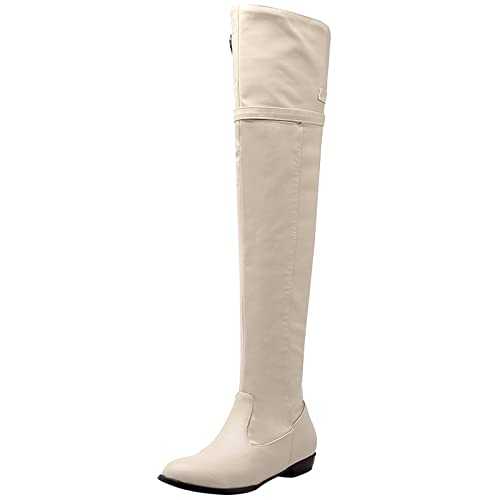 Women Over The Knee Winter Low Heels Pointed Toe Equestrian Boots