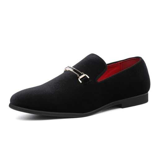 ottspu Mens Velvet Loafers Slip-On Dress Shoes Fashion Style Driving Shoes Classic Tuxedo Shoes Casual Oxford Shoes
