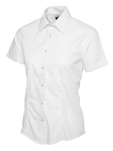 Ladies Womens Poplin Short Sleeve Shirt Casual Formal Business Work Uniform