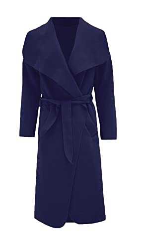 GOSTYLES® Womens Long Waterfall Italian Duster Trench Coats, Ladies Winter Wear Long Sleeve French Belted Oversized Jacket UK One Size