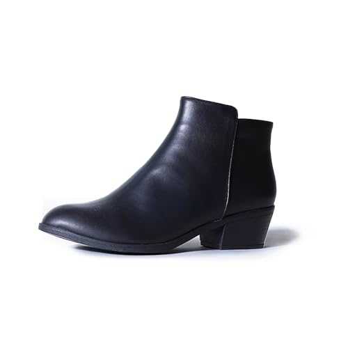 J. Adams Arlo Booties for Women - Round Toe Low Block Heel Slip On Ankle Boots