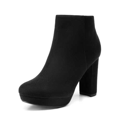 DREAM PAIRS Women's Stomp Black High Heel Ankle Bootie