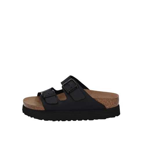 Women's Arizona Grooved Black Veg, Birko Flor FLIP FLOPS