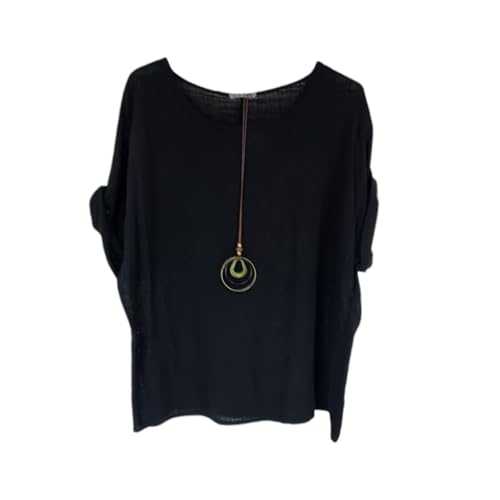 KIRAN FASHION New Ladies 100% Cotton Tops Lagenlook One Size Plain for Summers Beach Casual
