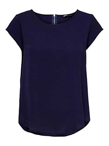 ONLY Women's Onlvic S/S Solid Top Noos Ptm T Shirt, Evening Blue, 8 UK