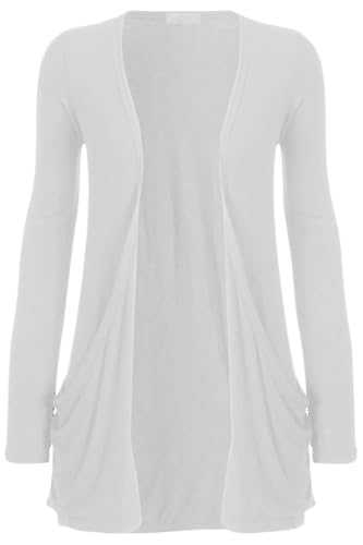 STAR FASHION Women's Long Sleeve Open Front Boyfriend Cardigan Ladies Lightweight Draped Knitwear Jacket with Pockets Casual Layering Jumper for Work Everyday Wear UK Size 8-26