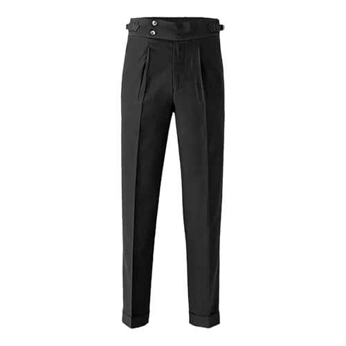 Casual Pants Men High Waist Business Solid Color Straight Leg Suit Pants M 1