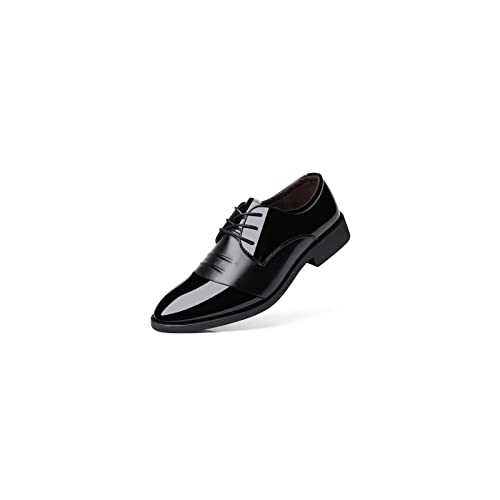 HJUGHPN Mens Shoes PU Leather Fashion Men's Business Dress Loafers Pointed Toe Black Oxford Breathable Formal Wedding Shoes(3.5 UK)