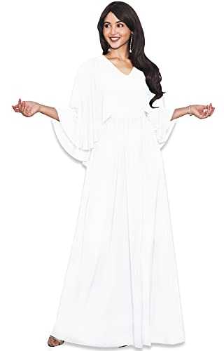 KOH KOH Womens V-Neck Elegant Batwing Cape Sleeves Cocktail Maxi Dress Gown