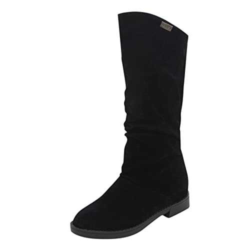 DGHM Womens Ankle Boots Ladies Winter Snow Boots Fashion Slouche Boots Western Memory Foam Boots Soft Leather Shoes