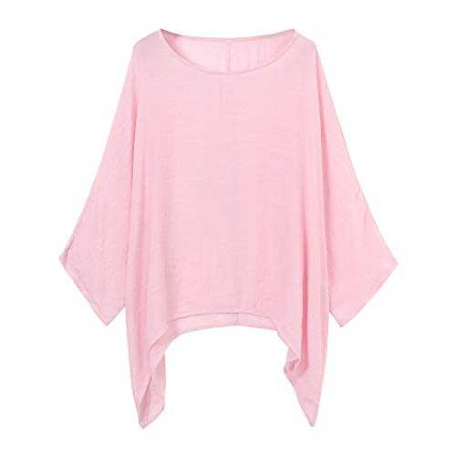 Skang Linen Shirts for Women UK Summer Plus Size Casual Loose Tops Mesh Breathable Cool T Shirt 3/4 Sleeve Crew Neck Tshirts Oversized Tunic Tops Daily Trendy Blouses