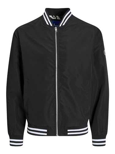 JACK & JONES Mens Bomber Jacket Long Sleeve With Full Zip Up Marbella Jacket for Men, Black Colour, Sizes- XS to XXL