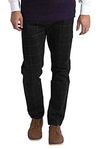 westAce Mens Formal Check Trousers Slim-Fit Casual Cotton Vintage Smart Office Pants