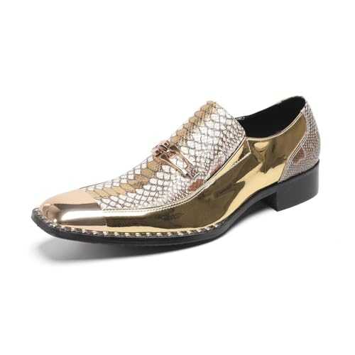 Formal Loafer Dress Oxford for Men Block Flat Heel Slip On for Meeting Genuine Leather