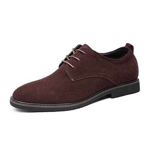 Men's Suede Oxford Shoes - Classic British Style, Tassel Loafers for Casual and Business Wear, Soft Sole for Driving, All Black Sole Brown, 4.5 UK
