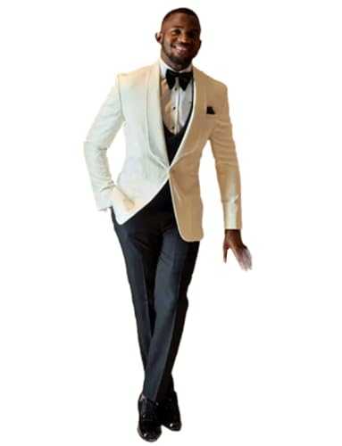 Cdkoke Men's Shawl Lapel Suit Three Pieces One Button Jacket Vest Pants for Party/Prom/Business