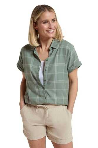 Mountain Warehouse Palm Womens Relaxed Check Shirt - Comfortable, Breathable & Lightweight 100% Cotton Top, Easy Care - for Outdoors & Holiday