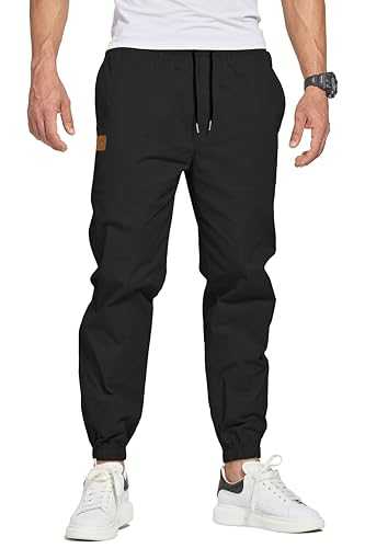 HCSS Mens Joggers Tracksuit Bottoms Casual Work Cargo Trousers Sports Slim Fit Elastic Drawstring Waistband Jogging Sweatpants