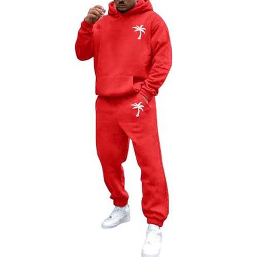 Tracksuit Mens Full Set Solid Colour Plus Size 2 Piece Sweatsuits for Men Long Sleeve Printed Tracksuit Soft Comfitable Sweatpants Set Fall Winter Casual Sportswear Hooded Sweatshirt Sales