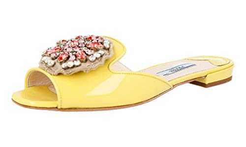 Prada Women's 1XX242 XUW F068X Yellow Leather Sandals UK 3 / EU 36