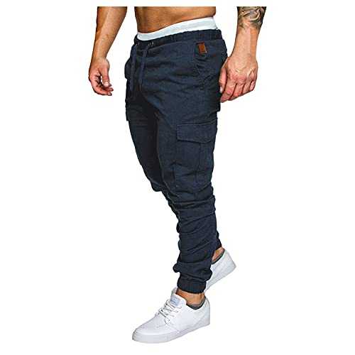 LAOLUO Men's Casual Military Cargo Sport Slim Fit Jeans Jogging Mountain Tracksuit Bottoms Multi Pocket Workout Leisure Jeans Elastic Waist Large Size Work Trousers