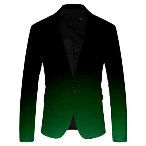 Men's Suits 3D Gradient Color Suit Printed Pocket Lapel Button Up Suit Single One Button Slim Round Hem Blazer Sophisticated Style for Joy and Casual Occasions