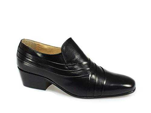 Montecatini CARLOS Mens Soft Leather Pleated Cuban Heel Shoes Black