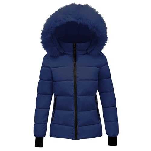 AMhomely Winter Jacket for Women Warm Sherpa Lined Parkas Jackets Warm Winter Coat Heavy Puffer Jacket Parka with Faux Fur Trimmed Hood