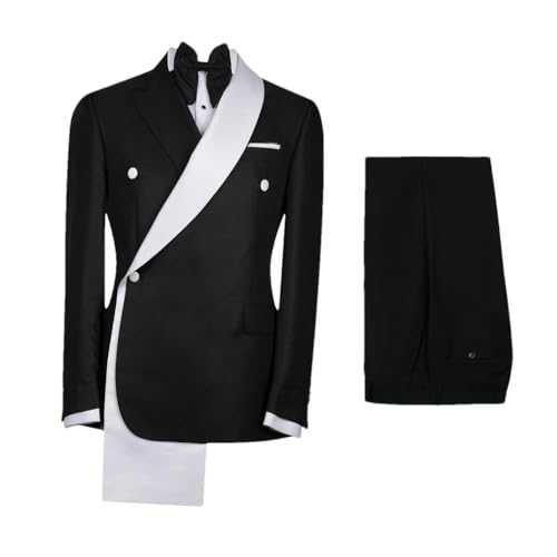 Men's Slim Fit Suits One Button Black Jacket and Pants Two Pieces Tuxedos Prom Wedding Dinner Formal Men Suits