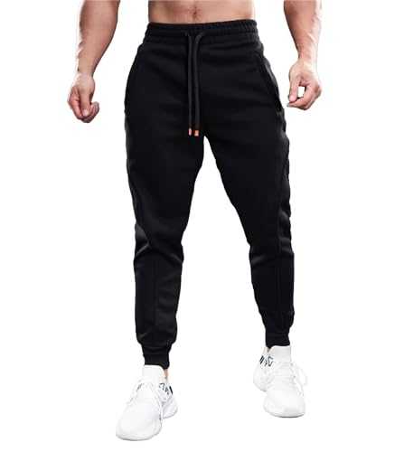 Fioboc Mens Joggers Gym Sweatpants Slim Fit Joggers for Men Causal Running Workout Mens Tracksuit Bottoms Sports Trousers with Zip Pockets