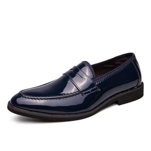 Mens Patent Leather Slip-On Penny Loafer Casual Dress Shoes Wedding Formal Work Pointed Toe Tuxedo Shoes