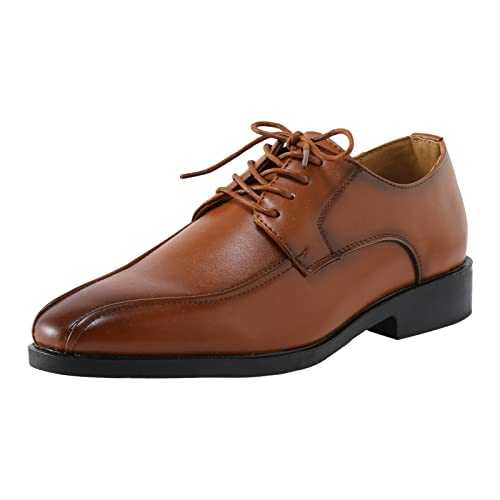 Black Leather Derby Shoes Men - Flat Wedge Solid Colour Lace Up Oxford Shoes Pointed Toe Wide Fit Classic Business Loafers Anti Slip Commuter Brown Brogue Shoes for Wedding