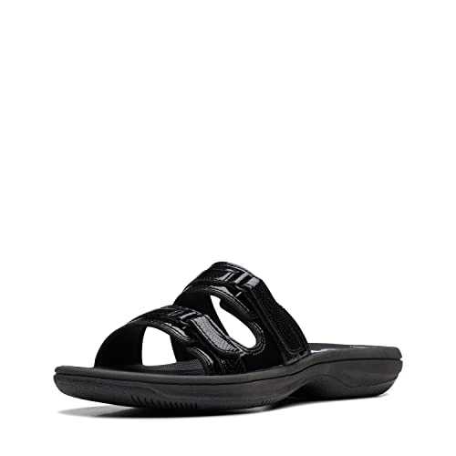 Women's Breeze Piper Slide Sandals, Black lacquer, synthetic