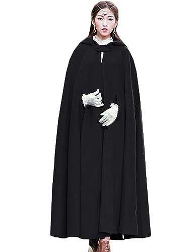 Women's Hooded Wool Blend Maxi Long Cape Poncho Cloak Coat